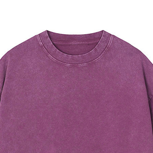 เสื้อยืดคอกลมแขนยาวทรงโอเวอร์ไซส์สองชั้น สีม่วงดำ ล้างสีแบบแอซิดวอช คุณภาพสูงระดับมืออาชีพ ผลิตจากผ้าฝ้าย สำหรับผู้ชาย - Product Image 4