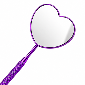 กระจกมือถือรูปหัวใจ กรอบสแตนเลส ขยาย 3 เท่า ปรับแต่งได้ ด้านเดียว สีม่วง - Product Image 2
