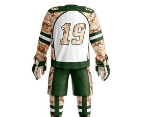 Tenue de hockey sur glace personnalisée en twill patchwork, ensemble de maillots de hockey sur glace en maille respirante entièrement sublimée - Product Image 5