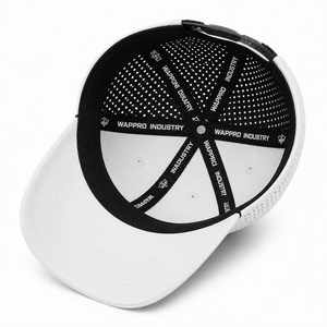 Custom Unisex Mesh <b>Snapback</b> <b>Cap</b> Adjustable Breathable Outdoor Casual Hat White Black 6-Panel Design - Product Image 5