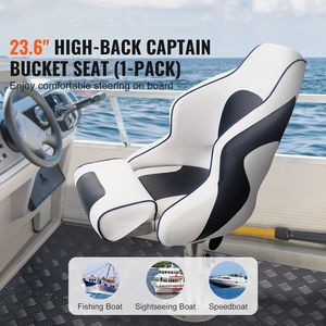 Sedile Capitano Ribaltabile per Barca con Imbottitura Spessa in Spugna, Sedia per Barca con Supporto Ribaltabile in PVC/Alluminio per la Pesca - Product Image 2