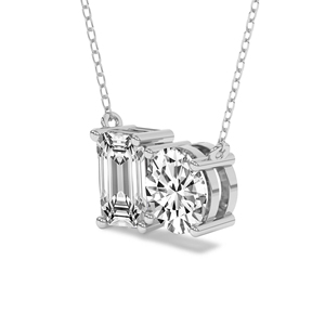 Factory Wholesale Price Jewelry Elegant Round And <b>Emerald</b> Cut Lab Grown Diamond Duo <b>Pendant</b> In 10k/14k Gold <b>Pendant</b> Necklace - Product Image 3