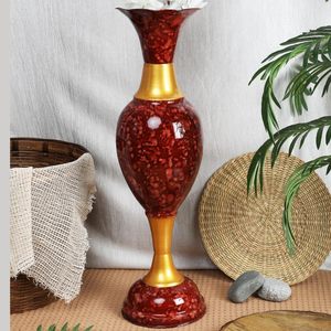 Cherry <b>Red</b> Metal Flower <b>Vase</b> for Home Decor Long Size Marble Texture Design Floor <b>Vases</b> Table Decor Available At Lowest for Sell - Product Image 4