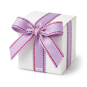 Cinta Grosgrain al por Mayor de 25mm, Color Lavanda Morado con Borde Rojo, para Lazos para el Cabello, Empaque de Regalos, Decoración para Baby Shower - Product Image 1