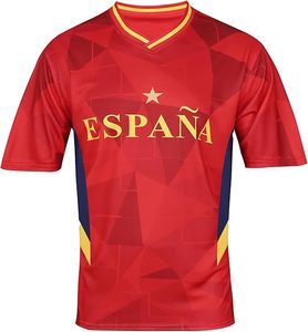 Camiseta <span class=keywords><strong>de</strong></span> Fútbol Bordada <span class=keywords><strong>de</strong></span> Secado Rápido Roja <span class=keywords><strong>de</strong></span> la Selección Nacional <span class=keywords><strong>de</strong></span> <span class=keywords><strong>España</strong></span> con Texto Dorado <span class=keywords><strong>de</strong></span> <span class=keywords><strong>España</strong></span> y Estrella, Material <span class=keywords><strong>de</strong></span> Poliéster - Product Image 1