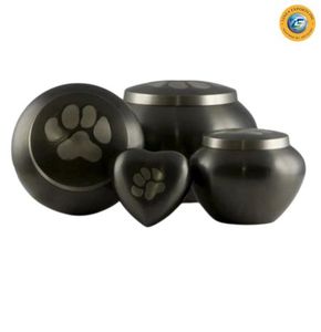 Paw Print Pet Cremation <b>Urn</b> Set Gold Bronze Silver Small Size for Dog <b>Cat</b> Ashes Customizable Designs by linea exports inc - Product Image 3