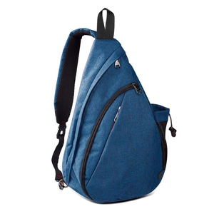 Sac de poitrine minimaliste gris en polyester avec fermeture éclair, fonction antivol, sac bandoulière pour usage quotidien - Product Image 2