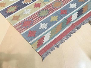 Alfombra Kilim Hecha a Mano con Patrón Geométrico, de Lana y Acrílico, Rectangular, Tejido Plano, para Pasillo - Product Image 3