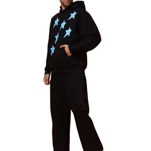 Conjunto Deportivo 2 en 1 para Hombre, con Capucha, Negro, Transpirable, Ligero, 100% Algodón, Lavado Ácido, Cierre con Cordón, Manga Larga, Casual - Product Image 3