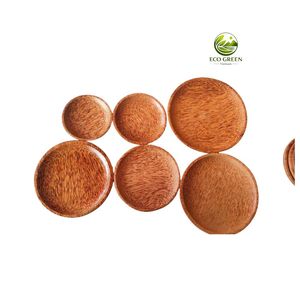 Juego de 5 Platos Redondos de Madera para Servir, Diseño Minimalista Ecológico, Patrón Sólido, Acabado Pulido - Product Image 3