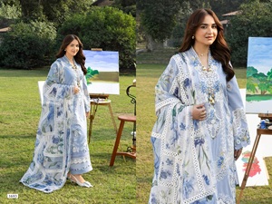 Nuevo conjunto de ropa pakistaní para mujer, de algodón puro, con bordados elaborados y parches aplicados. - Product Image 2