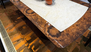 Juego de Comedor Moderno Italiano de Madera de Teca Sólida, Mesa de Mármol de Alto Brillo, 7 Piezas, Sillas de Cuero Sintético de Lujo, Muebles de Comedor para Hotel - Product Image 5