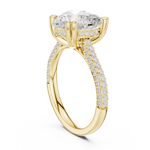 Bague de fiançailles en diamant en forme de cœur, bande pavée en or 18 carats, bague de mariée de luxe - Product Image 4
