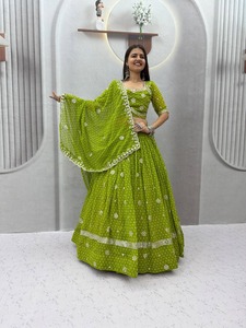 Nuevo Diseño de Conjunto Lehenga Choli de Georgette Estampado para Mujer, Traje Tradicional de Boda, Largo hasta el Suelo, Corte Holgado, Estilo Étnico - Product Image 1