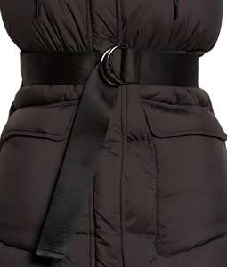 Veste matelassée en toile de coton personnalisée pour femme, 500g, chaude, isolée, imperméable, à capuche, légère, longue, pour l'hiver - Product Image 2