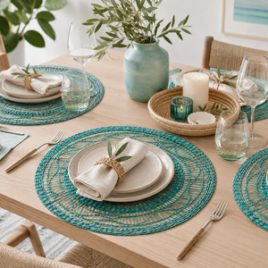เวียดนามหญ้าทะเล Placemats แฮนด์เมด Placemat เสื่อโต๊ะทอฟางแผ่นชาร์จสําหรับห้องครัวตกแต่งบ้านตะกร้าติดผนัง - Product Image 1