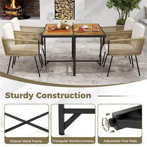 Acacia Wood <b>Outdoor</b> <b>Table</b> 43.5\" Square X Metal Frame Natural+<b>Black</b> 4-Seater 180lbs Capacity - Product Image 4