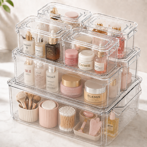 Transparent <b>Vanity</b> Organizer Containers for Makeup, Lipsticks, Beauty Tools, Serums & Cosmetic Storage - Product Image 1