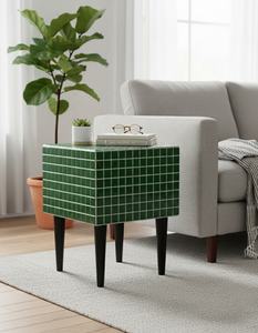 Table d'appoint contemporaine en carrelage avec pieds en fer pour salon, patio, hôtels, restaurants et villas - Product Image 2