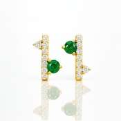 Pendientes de barra con esmeralda natural de corte redondo, plata de ley 925, chapados en oro de 14 quilates, elegantes, joyería de piedra de nacimiento de mayo para mujer - Product Image 6