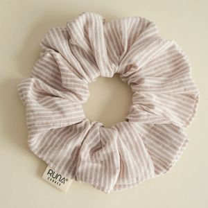 Brown Pinstripes Cotton Scrunchie Solid Color Soft Eco-Friendly Hair Accessories Casual Hair <b>Tie</b> - Product Image 1