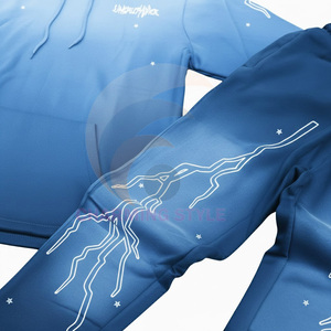 Ensemble de survêtement streetwear personnalisé vintage pour homme, comprenant un sweat à capuche zippé délavé à l'acide et un pantalon de jogging évasé à jambe droite - Product Image 4