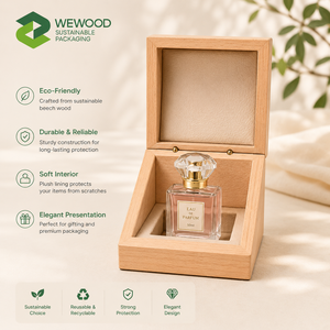 Boîte cadeau de luxe en bois de hêtre naturel personnalisée pour la présentation de bijoux, de parfums, de cosmétiques et de produits haut de gamme - Product Image 3