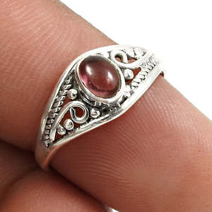 Bague en argent sterling 925 de style bohème, pierre précieuse tourmaline rose taille ovale, bijoux faits à la main pour femme, cadeau de mariage pour elle - Product Image 3