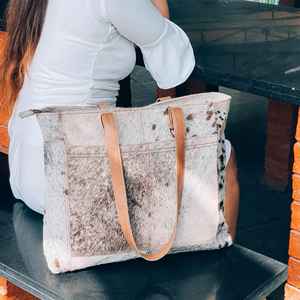 Sac fourre-tout tendance en cuir véritable avec fermeture éclair, broderie couleur unie, grande capacité, sac à main pour femme LHTB-0032 - Product Image 5