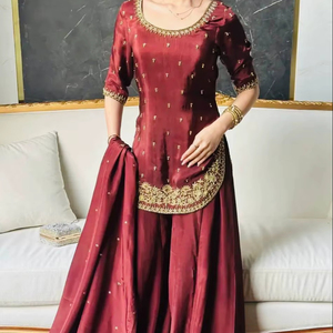 Ramdev Trading Women's Pure Heavy Chinnon Silk Modern Evening Party <b>Wedding</b> <b>Top</b> with Digital Print & Quick Dry Feature - Product Image 1