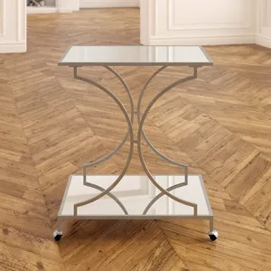 Chariot utilitaire hôtelier moderne en métal fait main avec construction de qualité commerciale, roues verrouillables, spacieux, en métal haut de gamme fait main - Product Image 4
