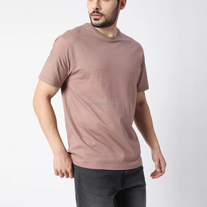 <b>Men's</b> Dusty <b>Pink</b> Short Sleeve O-Neck Cotton <b>T</b>-<b>Shirt</b> Regular Fit Casual Style Jersey Knitted Solid Color Blank Design - Product Image 2