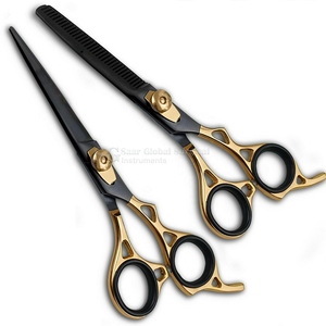 Tijeras Profesionales para Adelgazar el Cabello, Acero Inoxidable, 28 Dientes, Punta Redonda, para Diestros, Mango Largo, Uso en Salón, SAAR GLOBAL SURGICAL - Product Image 3