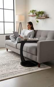 Mesa Auxiliar de Madera en Forma de C para Sofá y Cama |   Mesa para Portátil de Madera Maciza |   Mesa Auxiliar Compacta para Sala de Estar, Dormitorio y Oficina - Product Image 3