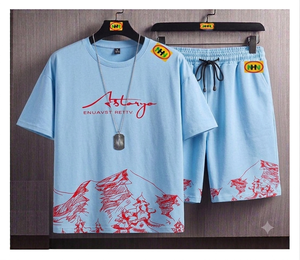 Boys Solid Print <b>Patchwork</b> Jersey Material 100% Cotton Casual Style Short Sleeve T-<b>Shirt</b> Shorts Set for Summer Outdoor - Product Image 4