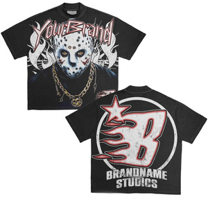 Camisetas de Hombre con Estampado Gráfico Personalizado, Estilo Urbano, Algodón Grueso, Corte Holgado Informal, Cuello Redondo, Proveedor de Ropa al Por Mayor - Product Image 3