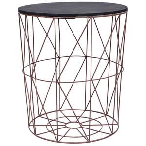 Set di 3 tavolini da caffè impilabili in rame, MDF nero e metallo - Product Image 5