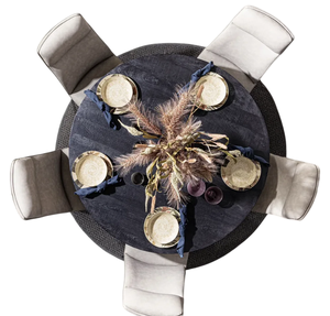 Mesa de Comedor Plegable de 4 Plazas con Base de Tubo Metálico Industrial Moderno, Superficie de Madera de Mango Sólida Texturizada con Acabado Oscuro Intenso - Product Image 5