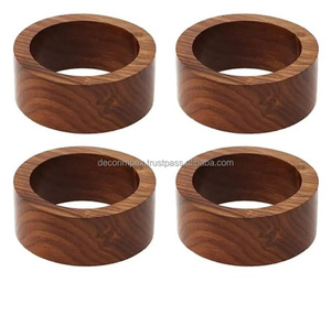 Support en bois réglable de couleur noire pour les fêtes stocké porte-anneau de serviette rond personnalisé pour la décoration de Table de fête et de mariage - Product Image 2