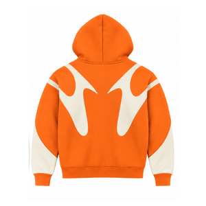 Bright Orange Contrast Panel Zip Up Hoodie Men Streetwear Full Zipper Long Sleeve Casual <b>Fleece</b> <b>Hooded</b> <b>Jacket</b> With Pockets - Product Image 2