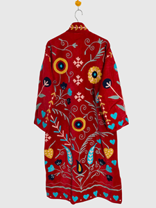 Veste en velours pour femmes grande taille brodée à la main, col mandarin, manches longues, motif floral, manteau long, vêtements d'hiver - Product Image 5