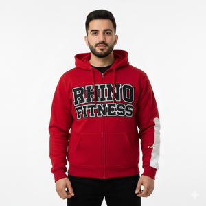 Premium Custom Print <b>Zip</b> Hoodie 500GSM Heavyweight Cotton Embroidered Detail Sun-Faded Acid Wash Cropped Boxy Fit RHINO FITNESS - Product Image 1