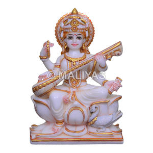 รูปปั้นเทพีศรีสวัสดี |   พระพุทธรูปซาราสวติหินอ่อนพรีเมียมสำหรับบ้านและวัด – มาลียาส - Product Image 1