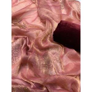 Sari en mousseline de soie de créateur pour les occasions spéciales, magnifique travail de diamants, look élégant - Product Image 4