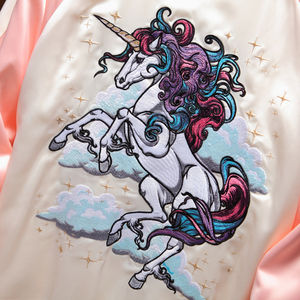 Chaqueta Casual Sukajan con Diseño de Unicornio Arcoíris, Estilo Hip Hop, Ecológica, de Secado Rápido, Transpirable, Unisex, Ligera para Primavera e Invierno - Product Image 5