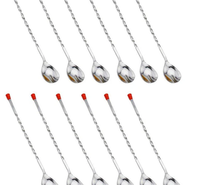 Cuillère à cocktail en acier inoxydable avec filtre et motif en spirale – Cuillère de bar en acier inoxydable pour cocktails – Vente en gros - Product Image 3