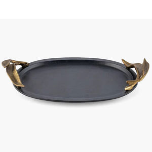 Plateau de service en aluminium très demandé avec poignée en métal doré pour hôtels et restaurants, idéal pour fruits et dattes - Product Image 6