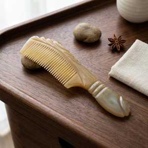 Peine de Cuerno de Búfalo Tallado a Mano, Forma Natural, Decoración Rústica para el Hogar, Artesanía Duradera - Product Image 6