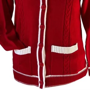 Pull en tricot d'hiver pour homme, col en V brodé Delta Sigma Theta, rouge et blanc, manches longues, style preppy, laine/acrylique épaisse - Product Image 6