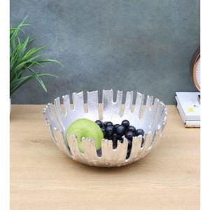 Bol à fruits moderne en métal fait main avec bord texturé pour la décoration intérieure et les collations – Nouveauté – Bols décoratifs pour centre de table - Product Image 1